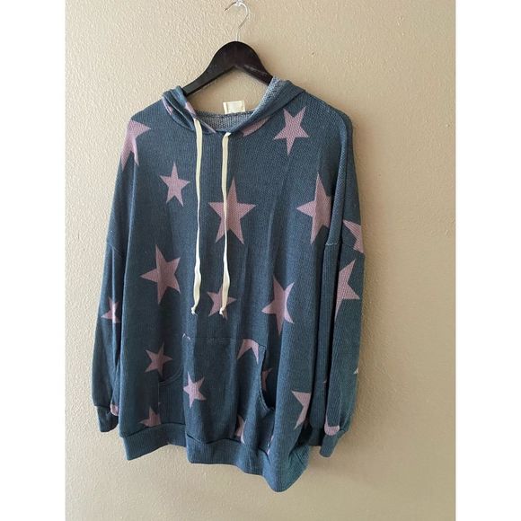 🆕Star print oversized hooded pullover - Picture 15 of 16
